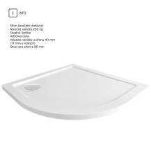 Obrázek k výrobku 24305 - Mereo CV01NS čtvrtkruhová sprchová vanička R550, 90x90x4 cm, SMC, bílá, včetně sifonu