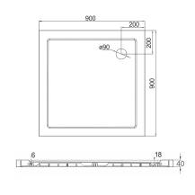 Obrázek k výrobku 24306 - Mereo CV31NS čtvercová sprchová vanička, 90x90x4 cm, SMC, bílá, včetně sifonu