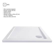 Obrázek k výrobku 24306 - Mereo CV31NS čtvercová sprchová vanička, 90x90x4 cm, SMC, bílá, včetně sifonu