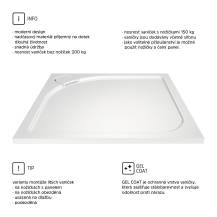 Obrázek k výrobku 24341 - Mereo CV35CS čtvercová sprchová vanička s oblým krytem sif., 90x90x3 cm, bez nožiček, litý mramor