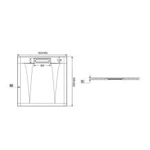 Mereo CV41KS čtvercová sprchová vanička s hranatým krytem, 80x80x3 cm, bez nožiček, litý mramor