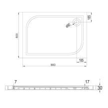 Obrázek k výrobku 24301 - Mereo CV74M obdélníková sprchová vanička, 90x80x3 cm, bez nožiček, litý mramor