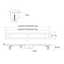 Obrázek k výrobku 24389 - Mereo Tile CZ130 odtokový sprchový žlab 60 cm, vč. roštu
