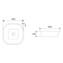 Obrázek k výrobku 24380 - Mereo UC404011S1 umyvadlo na desku bez přepadu, 400x400x105 mm, čtvercové, keramické