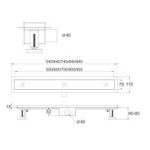Obrázek k výrobku 24388 - Mereo Wave CZ110 odtokový sprchový žlab 60 cm, vč. roštu