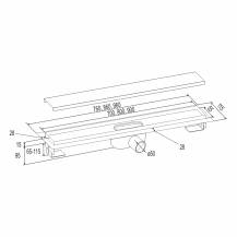 Obrázek k výrobku 24387 - Mereo WaveCZ213 odtokový sprchový žlab do prostoru, 700x55 mm, vč. roštu