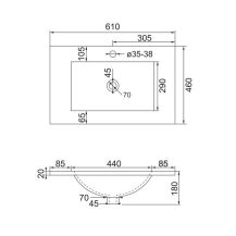 Obrázek k výrobku 21095 - Bino, koupelnová skříňka s umyvadlem z litého mramoru 61 cm
