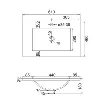 Obrázek k výrobku 21095 - Bino, koupelnová skříňka s umyvadlem z litého mramoru 61 cm