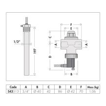 Obrázek k výrobku 22780 - CALEFFI 543 termostatický pojištovací ventil 3/4"