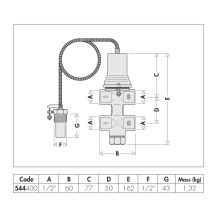 Obrázek k výrobku 22499 - CALEFFI 544 termostatický pojištovací ventil 1/2"