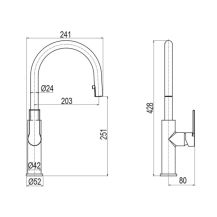 Obrázek k výrobku 21029 - Dřezová stojánková baterie, Dita, s výsuvnou sprchou, chrom