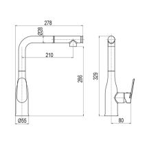 Obrázek k výrobku 21070 - Dřezová stojánková baterie, Viana, s výsuvnou 2-polohovou sprchou, chrom