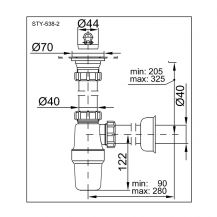 Dřezový sifon lahvový STY-538-2  1
