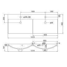 Obrázek k výrobku 21111 - Mereo Nábytkové dvojumyvadlo, 121x46x17 cm, litý mramor, bílé