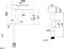 Obrázek k výrobku 21024 - Mereo Umyvadlová stojánková baterie Dita s bidetovou sprchou
