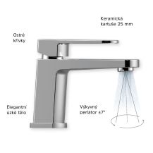 Obrázek k výrobku 21006 - Mereo Umyvadlová stojánková baterie, Mada,  s clic-clac CH02, chrom