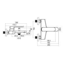 Obrázek k výrobku 21018 - Mereo Vanová nástěnná baterie, Mada, 150 mm, bez příslušenství, chrom