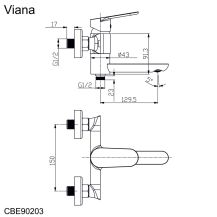 Obrázek k výrobku 21015 - Mereo Vanová nástěnná baterie se sklopným ramínkem, Viana, bez příslušenství, 150 mm, chrom