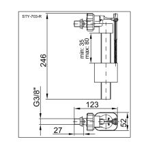 Napouštěcí ventil boční 3/8"STY-703-R