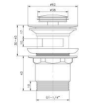 Obrázek k výrobku 14229 - Odpadový ventil CLICK-CLAK 5/4" - malý