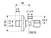 Obrázek k výrobku 1658 - SCHELL pračkový ventil 1/2x3/4"
