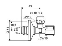 SCHELL rohový ventil 1/2x3/8" s filtrem  1
