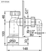 Sifon pračkový podomítkový chrom  1