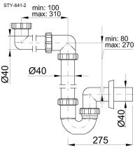 Sifon prostorově úsporný 6/4" matka
