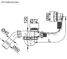Sifon vanový automat 83cm chrom