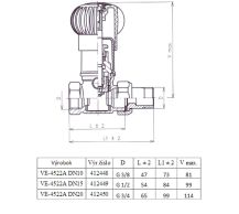 Obrázek k výrobku 15149 - SLOVARM VE-4522 radiátorový kohout přímý