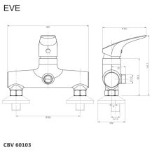 Obrázek k výrobku 21000 - Sprchová nástěnná baterie, Eve, bez příslušenství, 150 mm, chrom