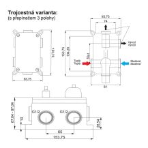 Obrázek k výrobku 21145 - Sprchová podomítková baterie s trojcestným přepínačem, Mada, Mbox