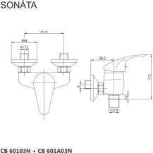 Obrázek k výrobku 21052 - Sprchová souprava Sonáta a sprchová baterie Sonáta 150 mm