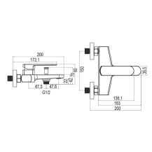 Obrázek k výrobku 21018 - Vanová nástěnná baterie, Mada, 150 mm, bez příslušenství, chrom