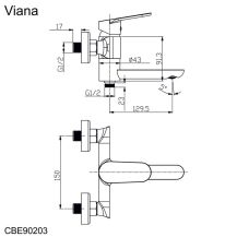 Obrázek k výrobku 21015 - Vanová nástěnná baterie se sklopným ramínkem, Viana, bez příslušenství, 150 mm, chrom