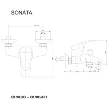 Obrázek k výrobku 21010 - Vanová nástěnná baterie, Sonáta, bez příslušenství, chrom