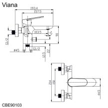 Obrázek k výrobku 21046 - Vanová nástěnná baterie, Viana, bez příslušenství, 150 mm, chrom