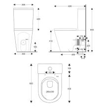 Obrázek k výrobku 21063 - WC kombi vario odpad, kapotované, Smart Flush RIMLESS, 605x380x825mm, keramické, vč. sedátka